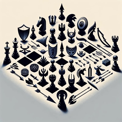 Image of a stylized chess board that represents polyvalent tactics.
